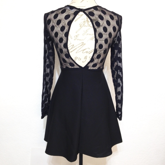 LuLu's In Hot Dot-ter Long Sleeve Black Dress XS - Picture 7 of 12